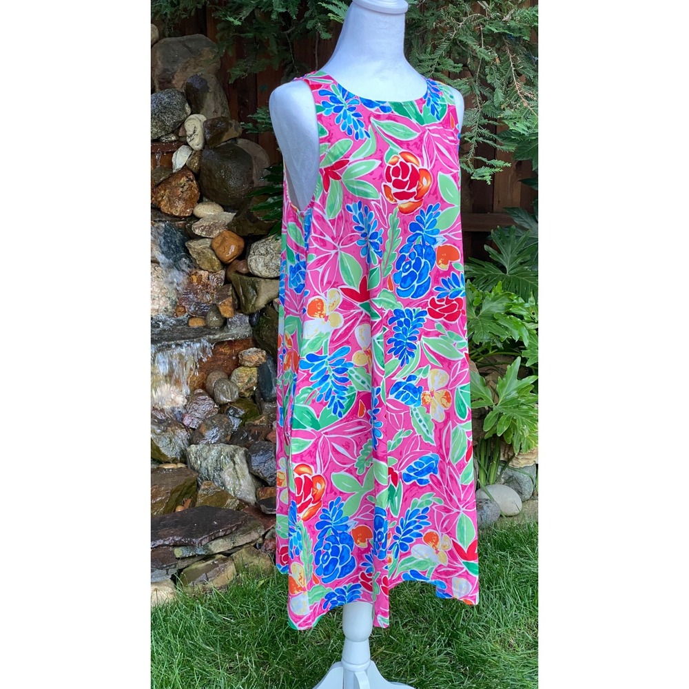 Banana Boat Sundress Size Medium New UPF 50+ Pink Floral Swing Dress BB827 - Picture 2 of 9